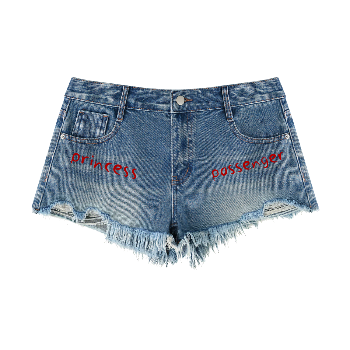 passenger princess -Women's Vintage Wash Raw Hem Denim Shorts